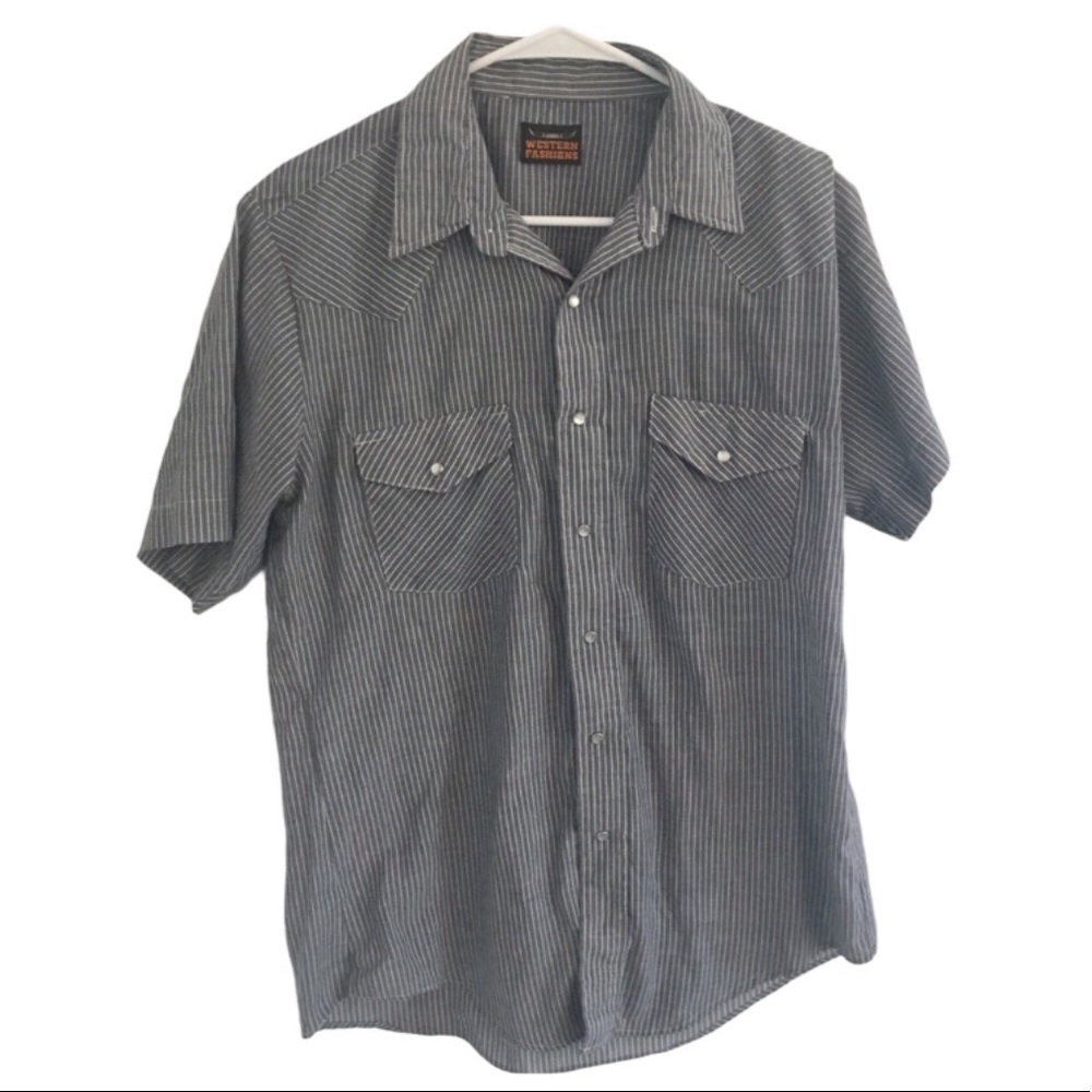 Western Fashion Striped Casual Short Sleeve Shirt